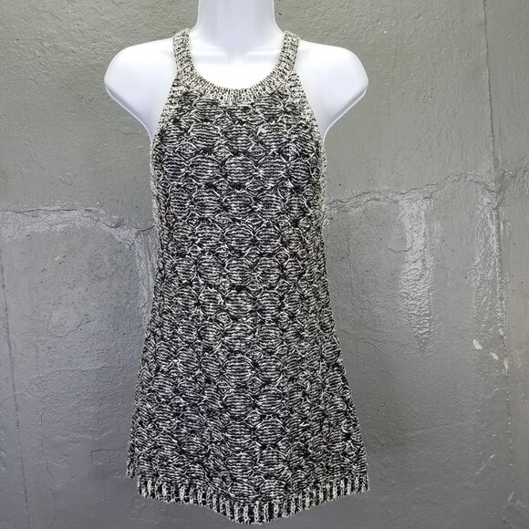 Moth Anthropologie Sweater Tank Womens S Debussy Marled Chunky Knit Black White - Picture 2 of 13